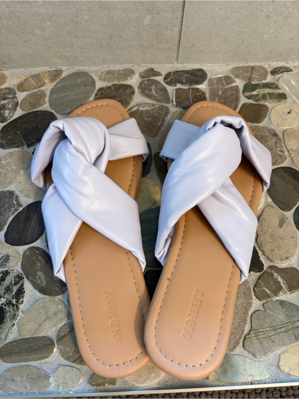 Old Navy Faux-Leather Soft Twist Slide Sandals – Light Lavender | Size 8